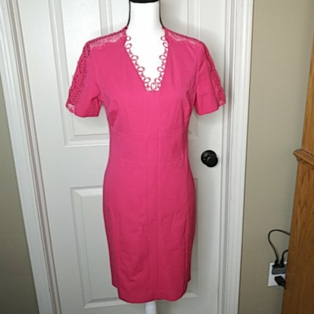 Elie Tahari Pink Dress w/Lace Detail Sz 12